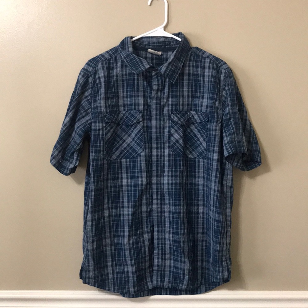 Alpine Design Blue Plaid Short Sleeve Button Up